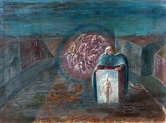 Edgar Ende, Die weinenden Bäume, 1954, Öl auf Leinwand, 70 cm x 90 cm