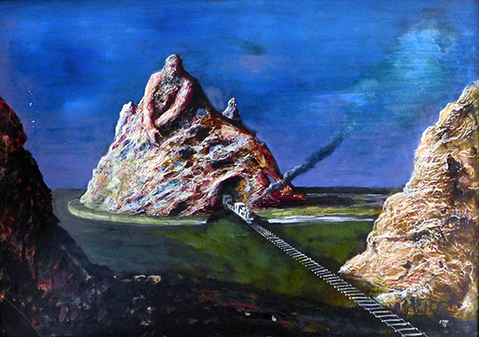 Edgar Ende, Die Angst der Berge, 1958, Öl auf Leinwand, 70 cm x 99 cm Michael Ende, der Sohn Edgar Endes erzählte einmal, dass ihn dieses Bild z